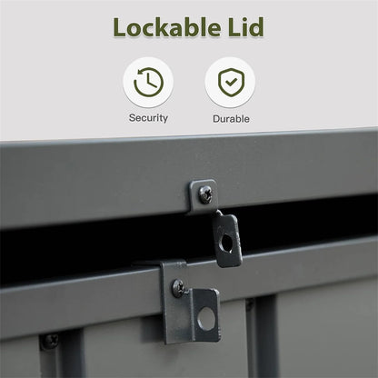 150 Gallon Outdoor Waterproof Storage Deck Box with Portable Side Handles and Moving Roller, Large Patio Storage Lockable for Outside Cushions, Throw Pillows, Garden Tools, Dark Gray
