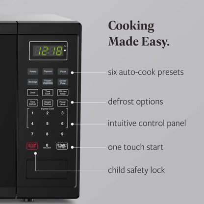 Farberware FMGZ09BKA 0.9 Cu. Ft. Microwave Oven, 900W, Digital Control, LED Display, 6 Cooking Presets, Black