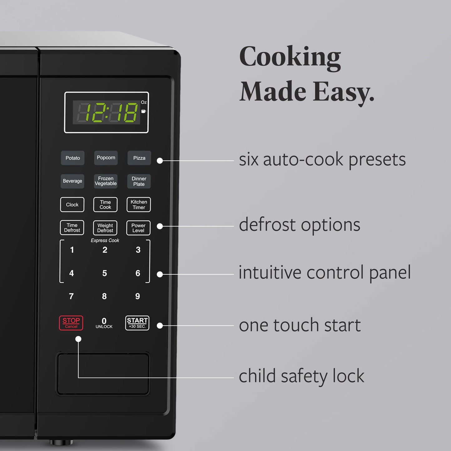 Farberware Countertop Microwave Ov 1100 Watts, 2.2 cu ft - Smart Sensor With LED Lighting and Child Lock - Perfect for Apartments and Dorms - Easy Clean Black Interior, Stainless Steel