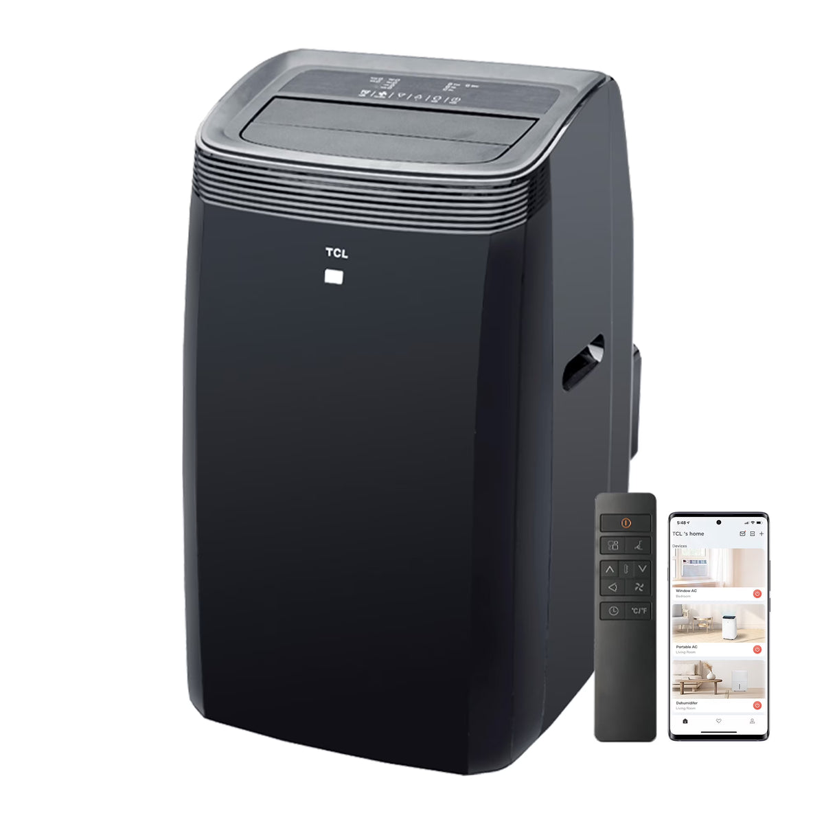 TCL 10,000 BTU 450 sq. ft. Smart Portable Air Conditioner and Heater with Fan & Dehumidifier, Operates Quietly, Energy Efficient - Black - W10P95-B5