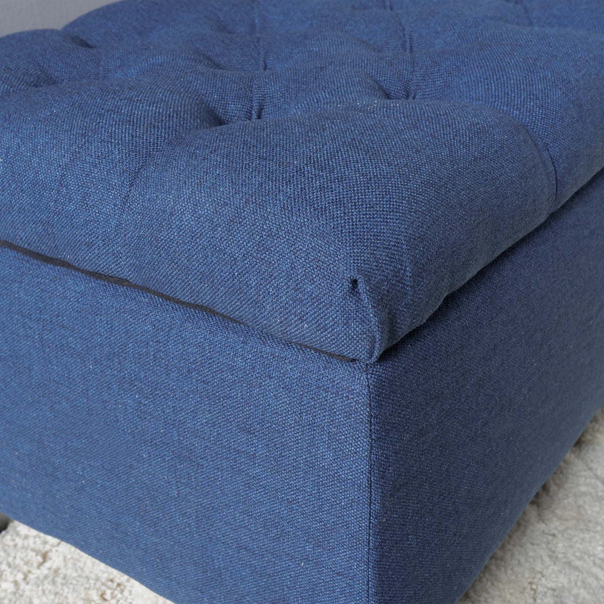 Noble House Hampton Contemporary Fabric Upholstered Storage Ottoman, White and Blue Floral