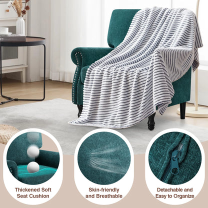 COOLHUT Modern Accent Chair Armchair, Linen Fabric Upholstered Comfy Single Sofa with Solid Wood Frame for Living Room, Gray