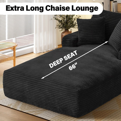 Aukfa 78.7" Extra Long Chaise Lounge Sofa, Oversized Upholstered Couch with 3 Pillows for Indoor Living Room/Bedroom,Orange
