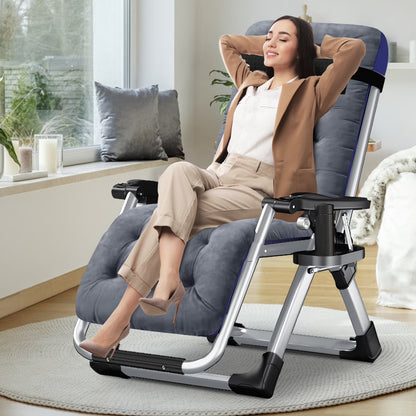 NAIZEA Zero Gravity Chair with Removable Cushion and Cup Holder Black