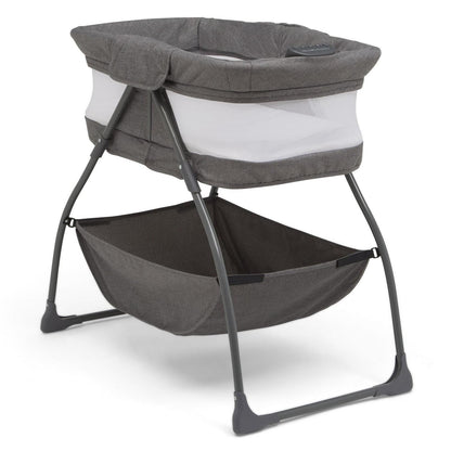 Delta Children TravelMate Compact Fold Bassinet - Features Lights. Sounds and Vibration. Grey Tweed
