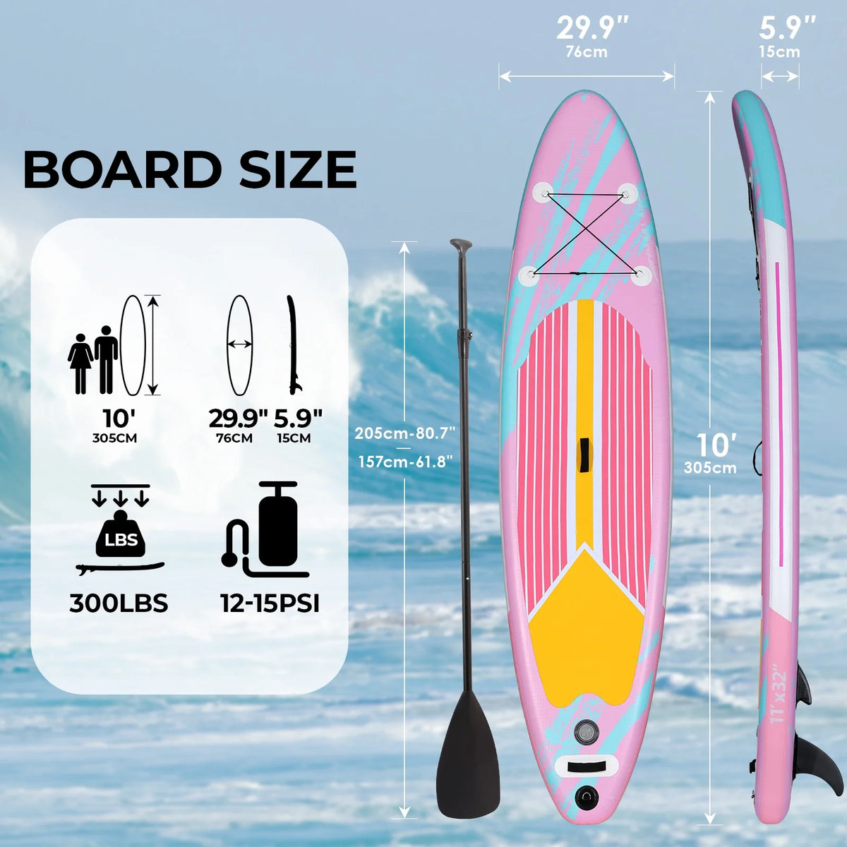 LAZY BUDDY 10ft Inflatable Stand Up Paddle Board with Premium SUP Accessories, Non-Slip EVA Deck, for Adults & Youth of All Skill Levels