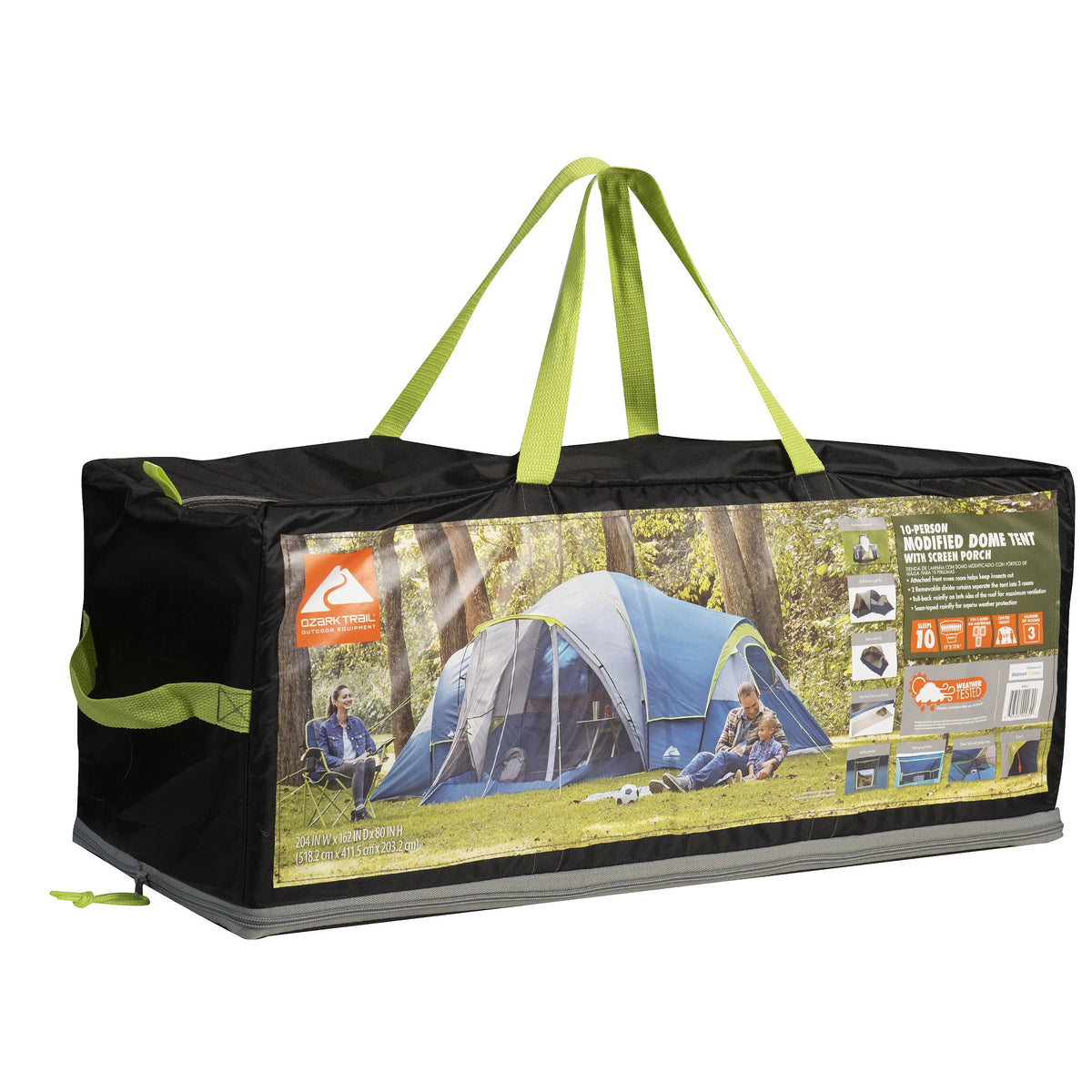 Ozark Trail 10-Person Dome Tent with Screen Porch �C 3-Room Family Camping Tent with Weather Protection