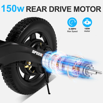 YunTopKids Electric Balance Bike for Kids, 150W Electric Bike for Kids with12 inch Pneumatic Tire, Adjustable Seat, Up to 5.6 Miles Electric Bike for Kids Ages 3-5,Black