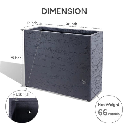 Tall Rectangular Composite Planter,Durable for All-Weather Use with Drainage Holes, Large Rectangular Planter for Outdoor and Indoor Plants
