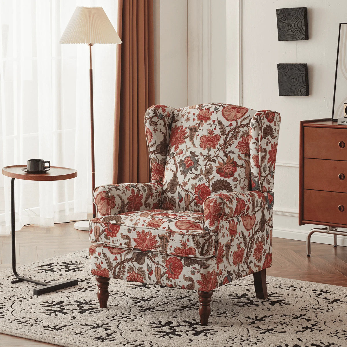 EROMMY Upholstered Accent Chair, Floral Print Fabric Armchair