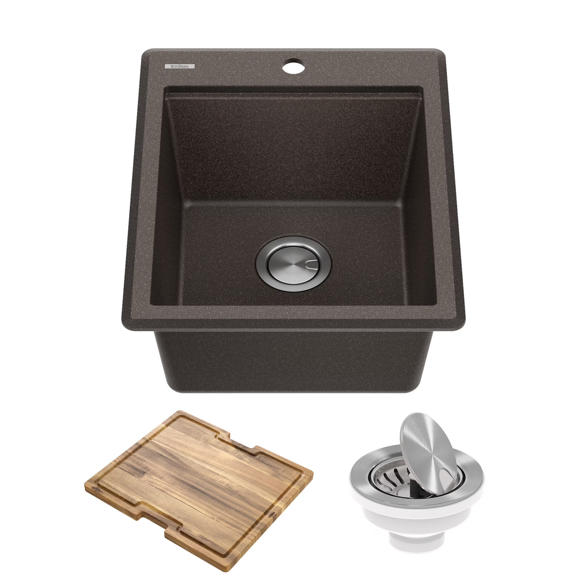 KRAUS Bellucci 18 Granite Composite Workstation Drop-In Top Mount Single Bowl Kitchen Bar Sink in White with Accessories