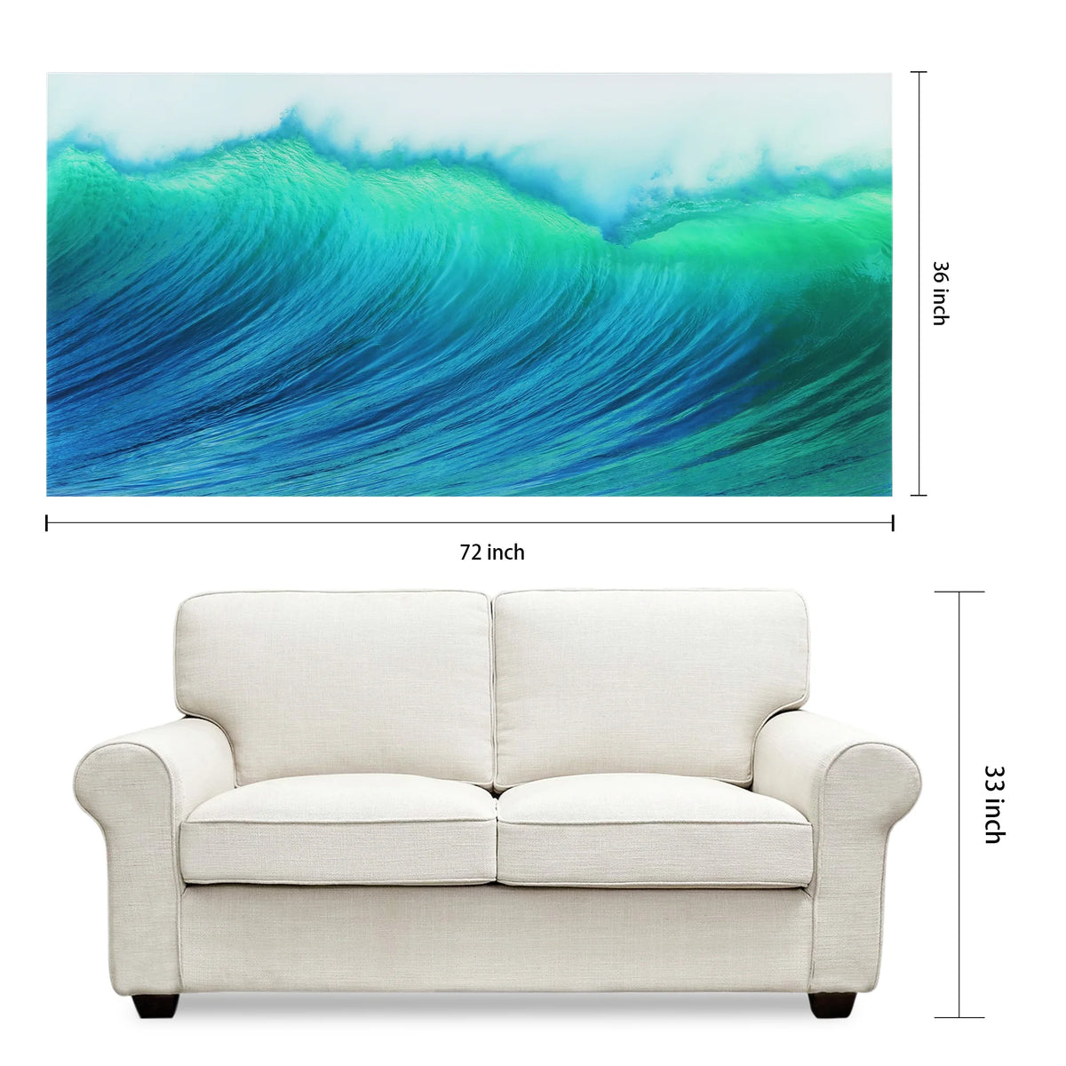 Empire Art Direct Blue Splash Frameless Free Floating Tempered Glass Panel Graphic Wall Art, 72" x 36", Ready to Hang