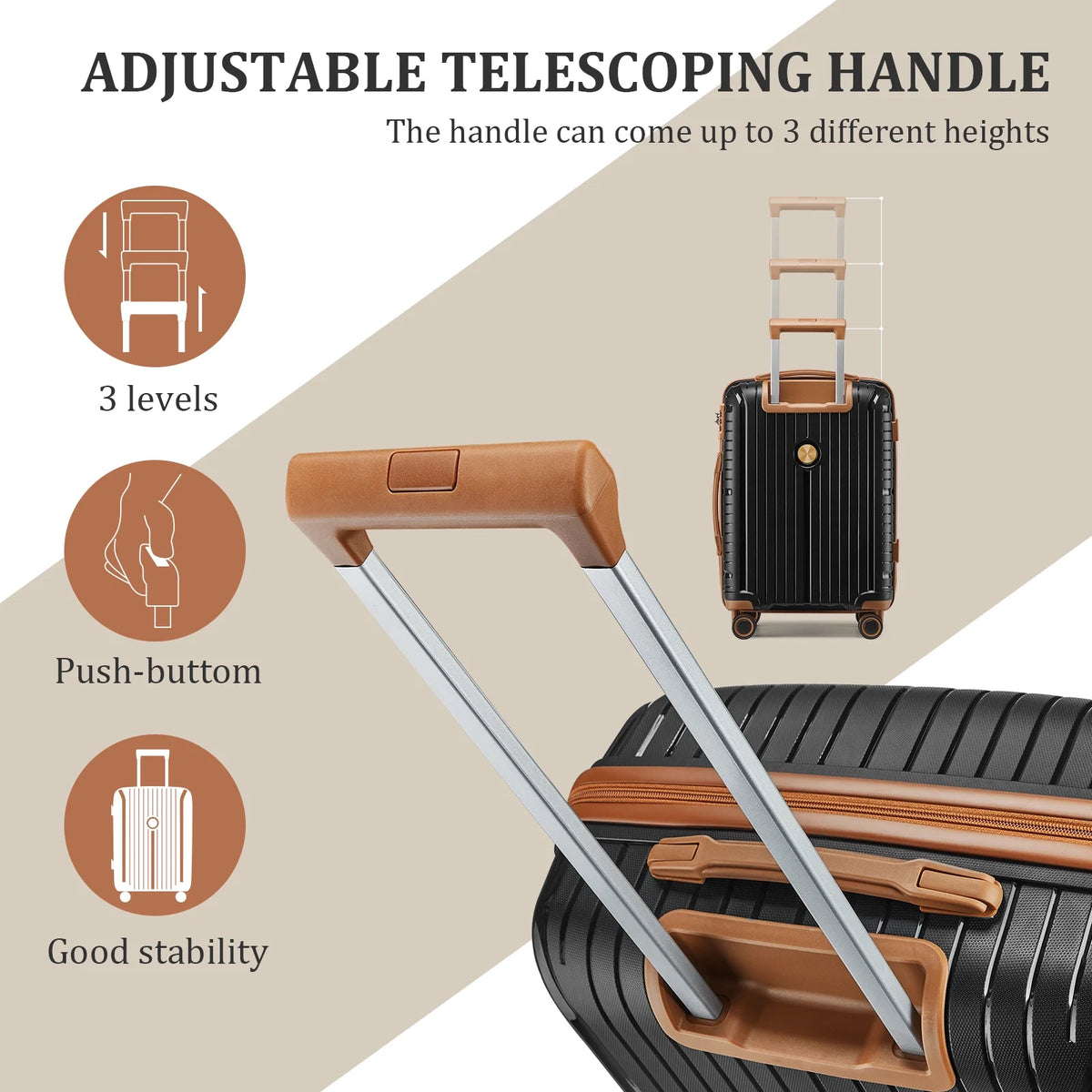 Joyway 5 Piece Luggage Sets Hardshell Lightweight Suitcase with TSA Lock Spinner Wheels-Orange