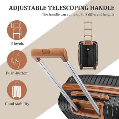 Joyway 5 Piece Luggage Sets Hardshell Lightweight Suitcase with TSA Lock Spinner Wheels-Orange