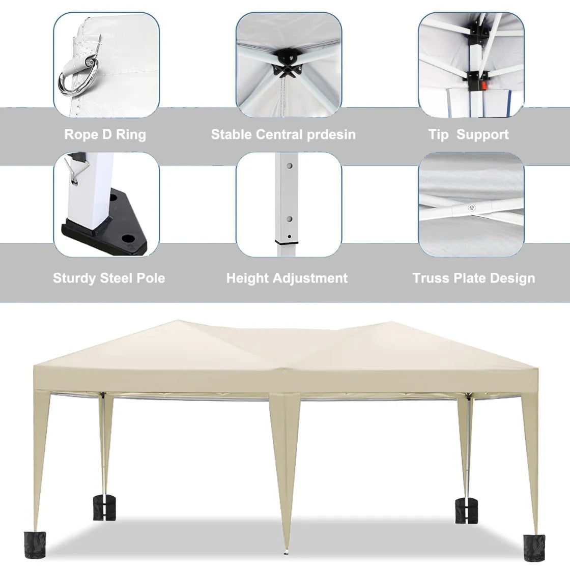 10'x20' Pop Up Canopy Tent with 6 Removable Sidewalls & Portable Rolling Bag �?Waterproof UPF 50+ Shade for Parties, Beach, Weddings & Camping