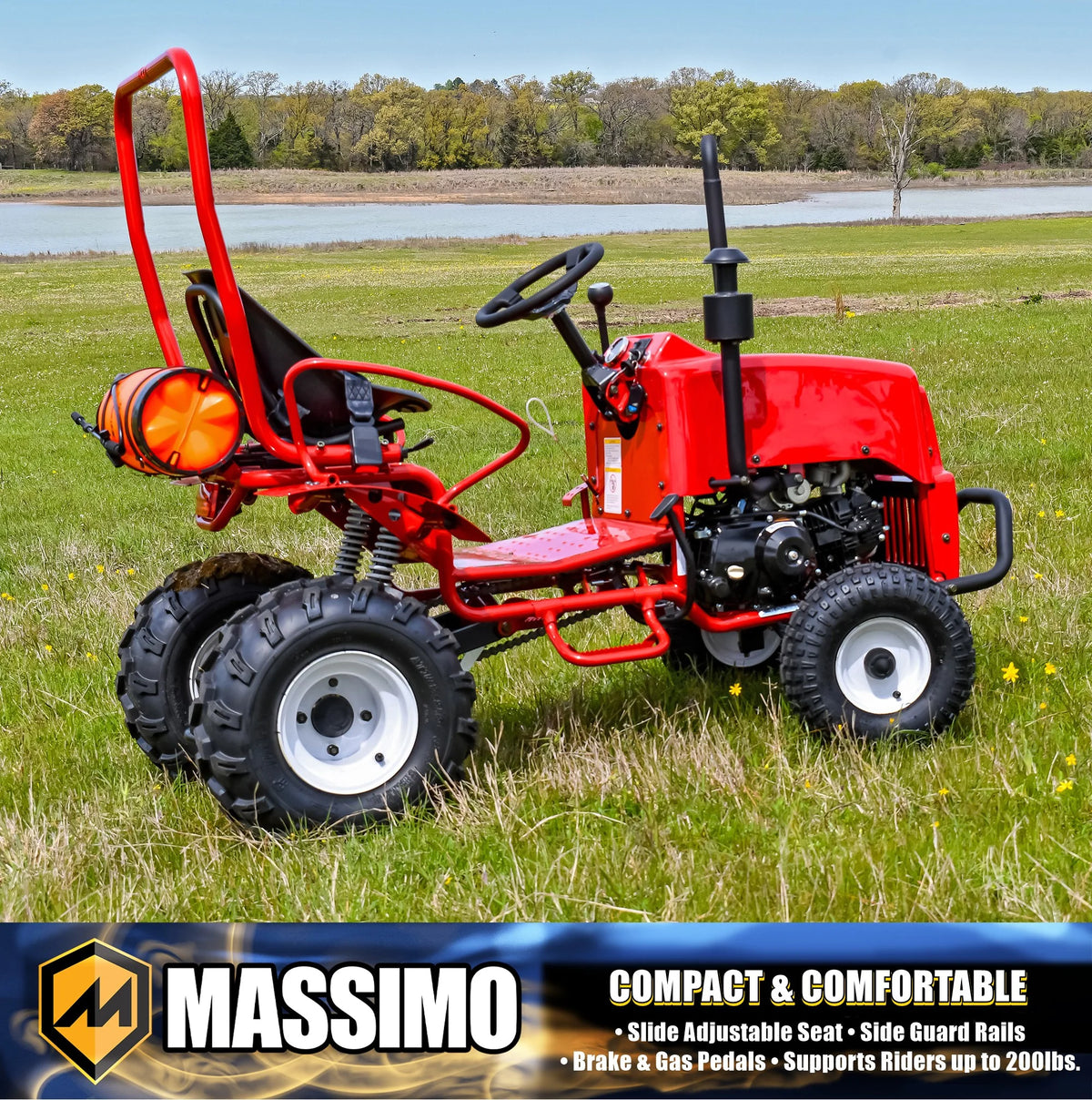 Massimo Mini Tractor 110cc 2WD Gas Go Kart �C Kids & Youth Ride-On Utility Vehicle �C Green
