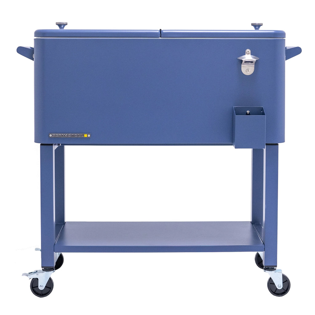 Permasteel 80-Qt Outdoor Steel Patio Cooler with Removable Basin, Rolling Cooler with Wheels, Teal Green