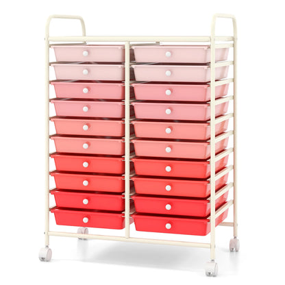 Gymax Office Rolling Cart 20 Storage Drawers Scrapbook Paper Studio Organizer Mutlicolor