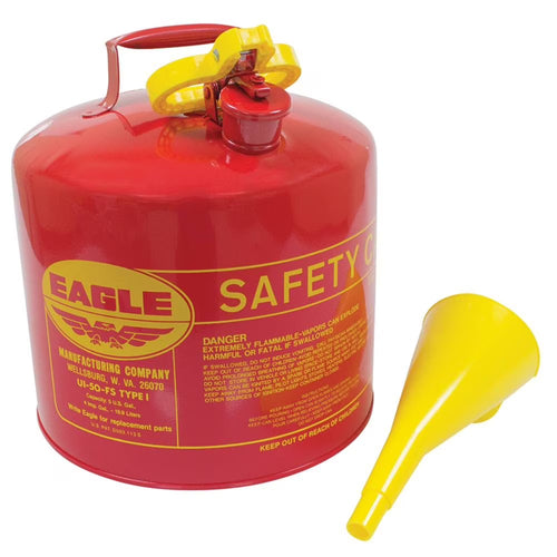 New Stens Metal Safety Fuel Can 765-188 for Eagle 5 Gallon With Funnel