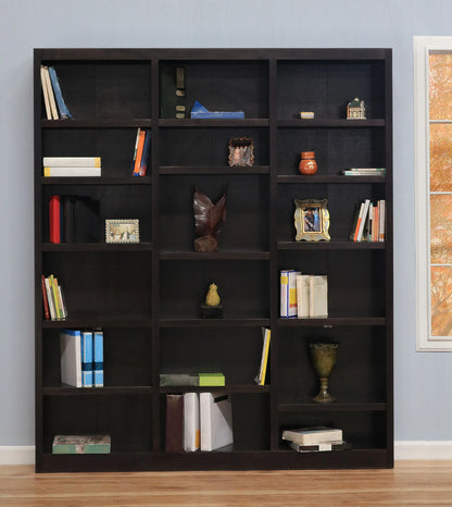 Concepts in Wood 18 Shelf Triple Wide Wood Bookcase, 84 inch Tall - Cherry Finish