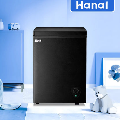 WANAI 3.5 Cubic Feet Chest Freezer Black deep Freezer with Adjustable Temp Knob Ideal for Any Room