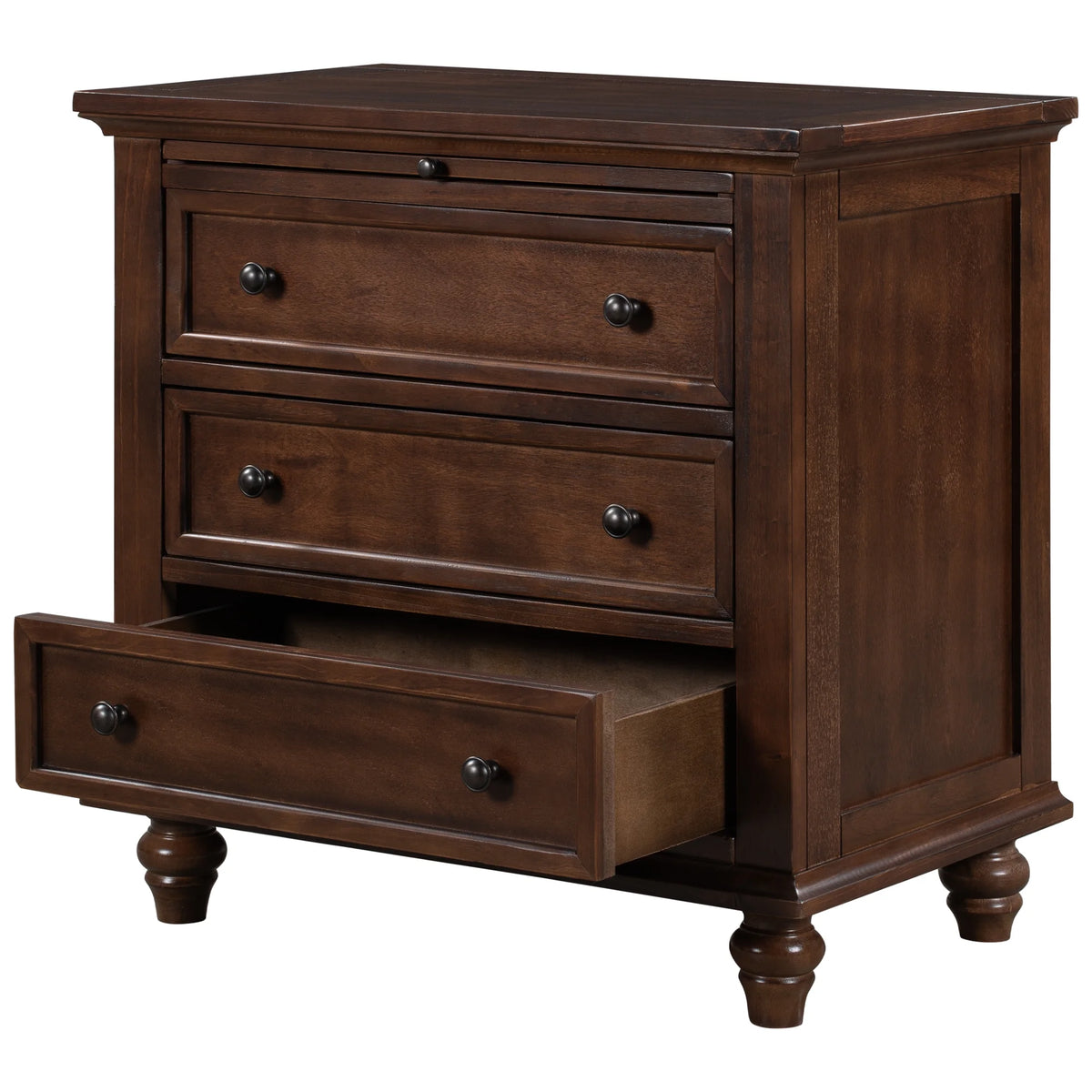 EUROCO 28�� Larger Solid Wood 3-Drawer Side Table Nightstand, End Table with Pull out Tray for Bedroom, Living Room, Hallway, Entryway,White