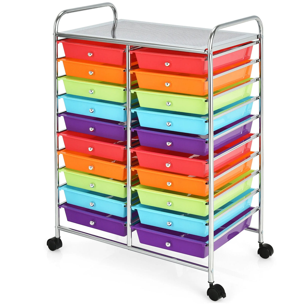 Gymax Office Rolling Cart 20 Storage Drawers Scrapbook Paper Studio Organizer Mutlicolor