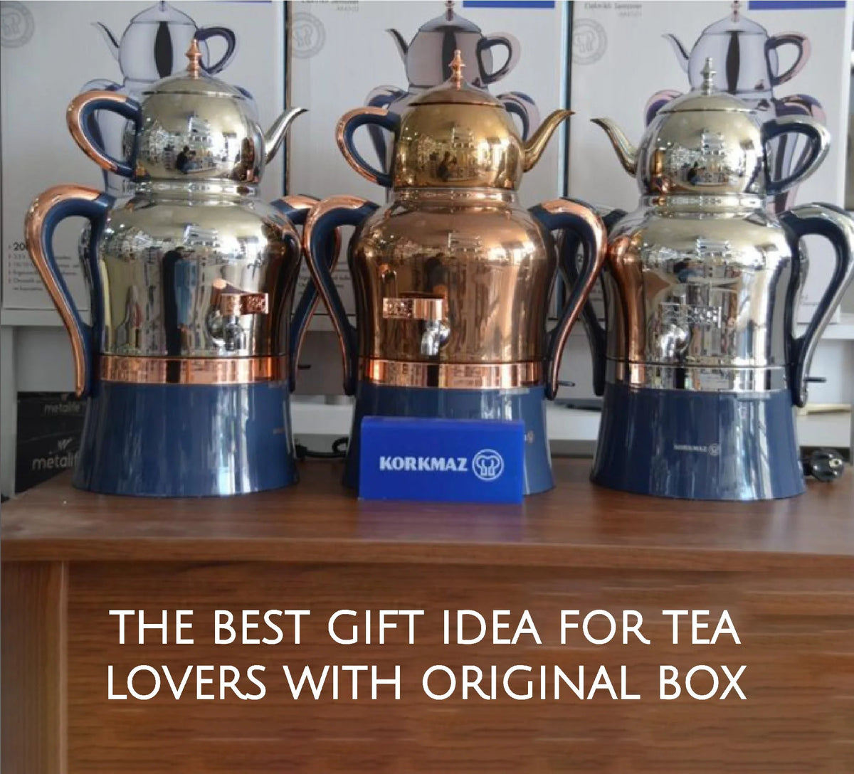 Korkmaz Hanedan Premium Silver 18/10 Cr-Ni Stainless Steel Dishwasher Safe Electric Tea Maker