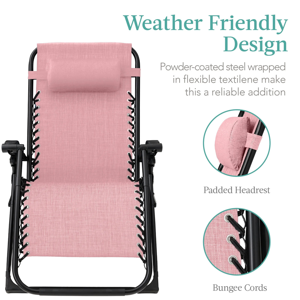 Best Choice Products Oversized Zero Gravity Chair, Folding Recliner w/ Removable Cushion, Side Tray - Fossil Gray