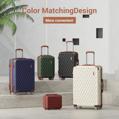 Melalenia - 7 Luggage Sets ABS Hardside Spinner Luggage -With Spinner Wheels and TSA Lock-White