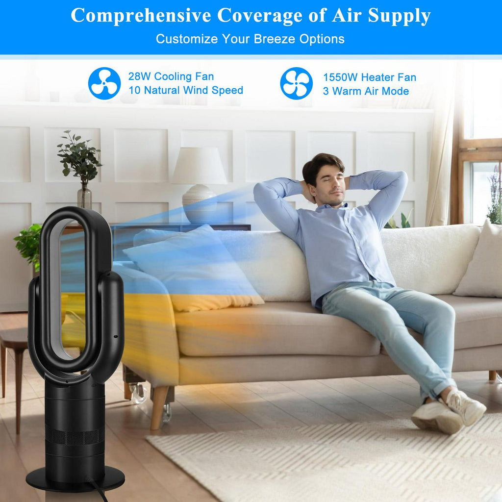 Dubbin 26 inch Space Heater Bladeless Tower Fan. Heater and Cooling Combo. with Remote Control. Black