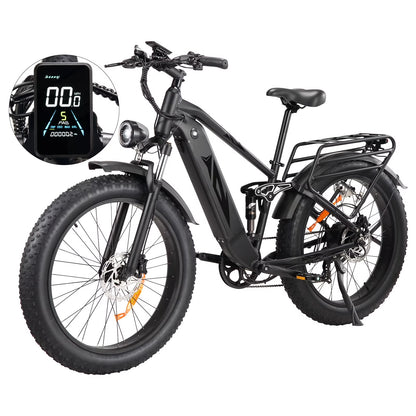 Electric Bike for Adults,1000W E Bikes for Men,26" Fat Tire Electric Bikes,48V 17.5AH Battery,28MPH,7 Speed&Dual Hydraulic Disc Brakes,LCD Screen,60Miles Range,Electric Mountain Bicycle