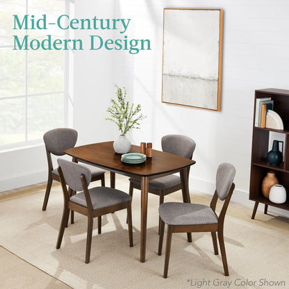 Best Choice Products 5-Piece Compact Wooden Mid-Century Modern Dining Set w/ 4 Chairs, Padded Seat & Back - Walnut/Cream