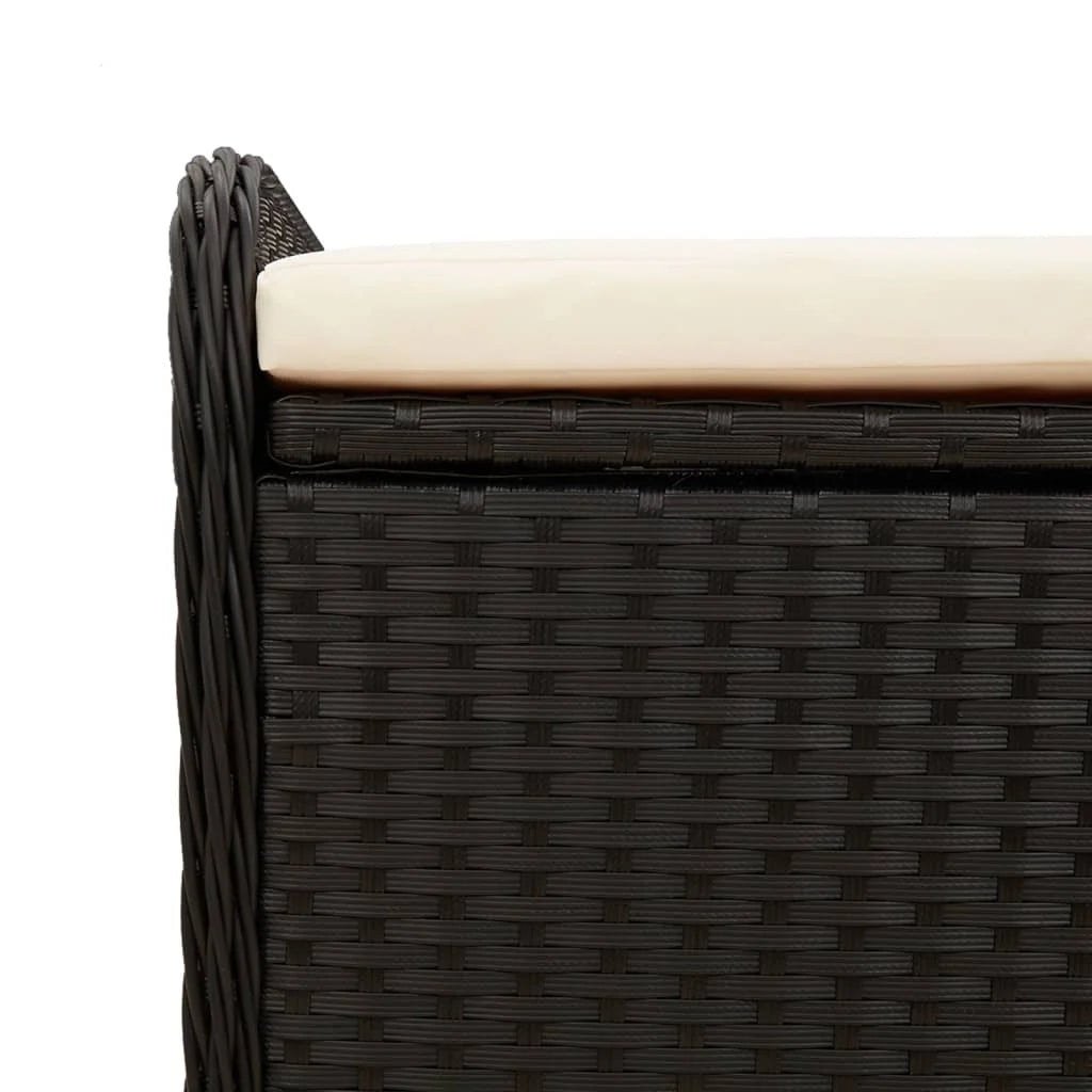 vidaXL Storage Bench with Cushion Outdoor Garden Seat Furniture Poly Rattan