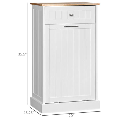 HOMCOM Kitchen Tilt Out Trash Bin Cabinet, Free Standing Recycling Cabinet