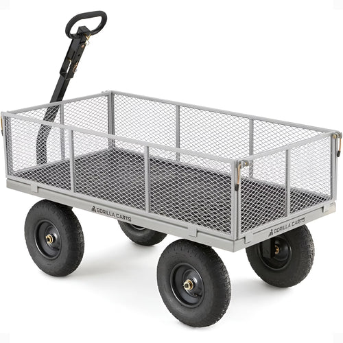 Gorilla Carts 1000-lb. Capacity Steel Utility Cart, Model #GOR1001-Com, 13-inch Pneumatic Tires