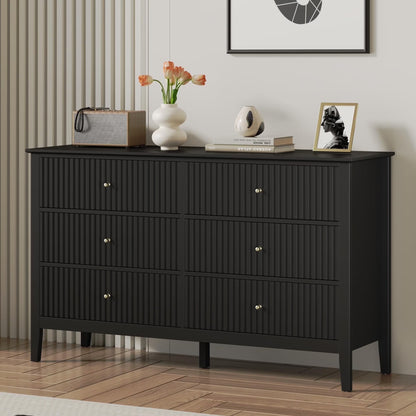 May Color Large White 3 Drawer Dresser Set of 2 with Fluted Panel, Modern Chest of Drawers with Silent Slide Drawers, Wood Accent Nightstand with Storage for Bedroom Living Room, Hallway