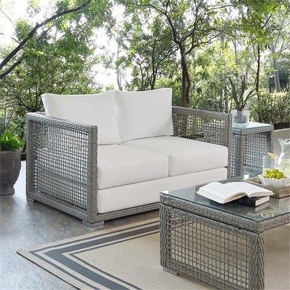 Afuera Living Wicker Patio Loveseat in Gray