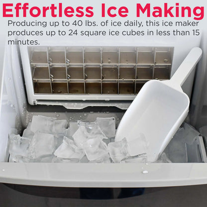 Frigidaire 40lbs. Countertop Clear Square Ice Maker - Stainless Steel