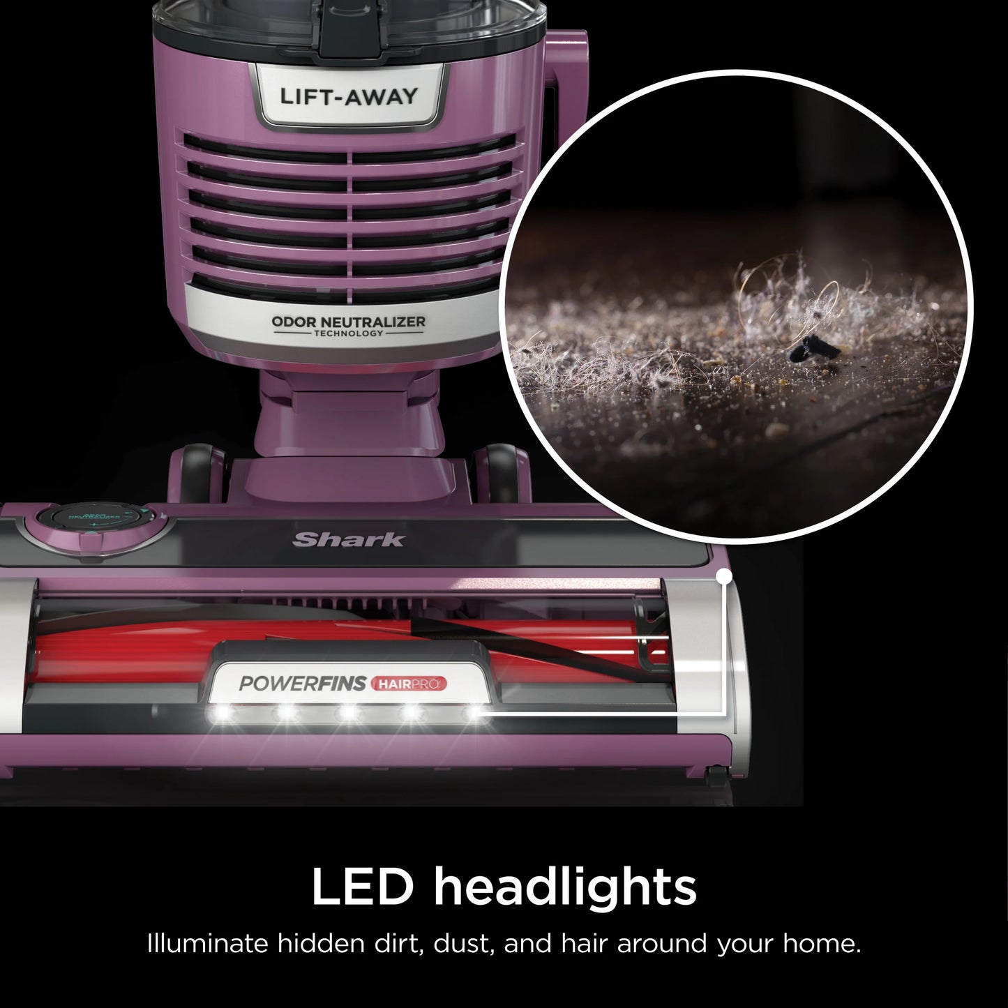 Shark Upright Vacuum, Lift-Away, Pet Friendly, Bagless, PowerFins HairPro & Odor Neutralizer Technology, Hard Floor and Carpet, Self Cleaning Brushroll, Anti Allergen &Swivel Steering , ZD550, Purple