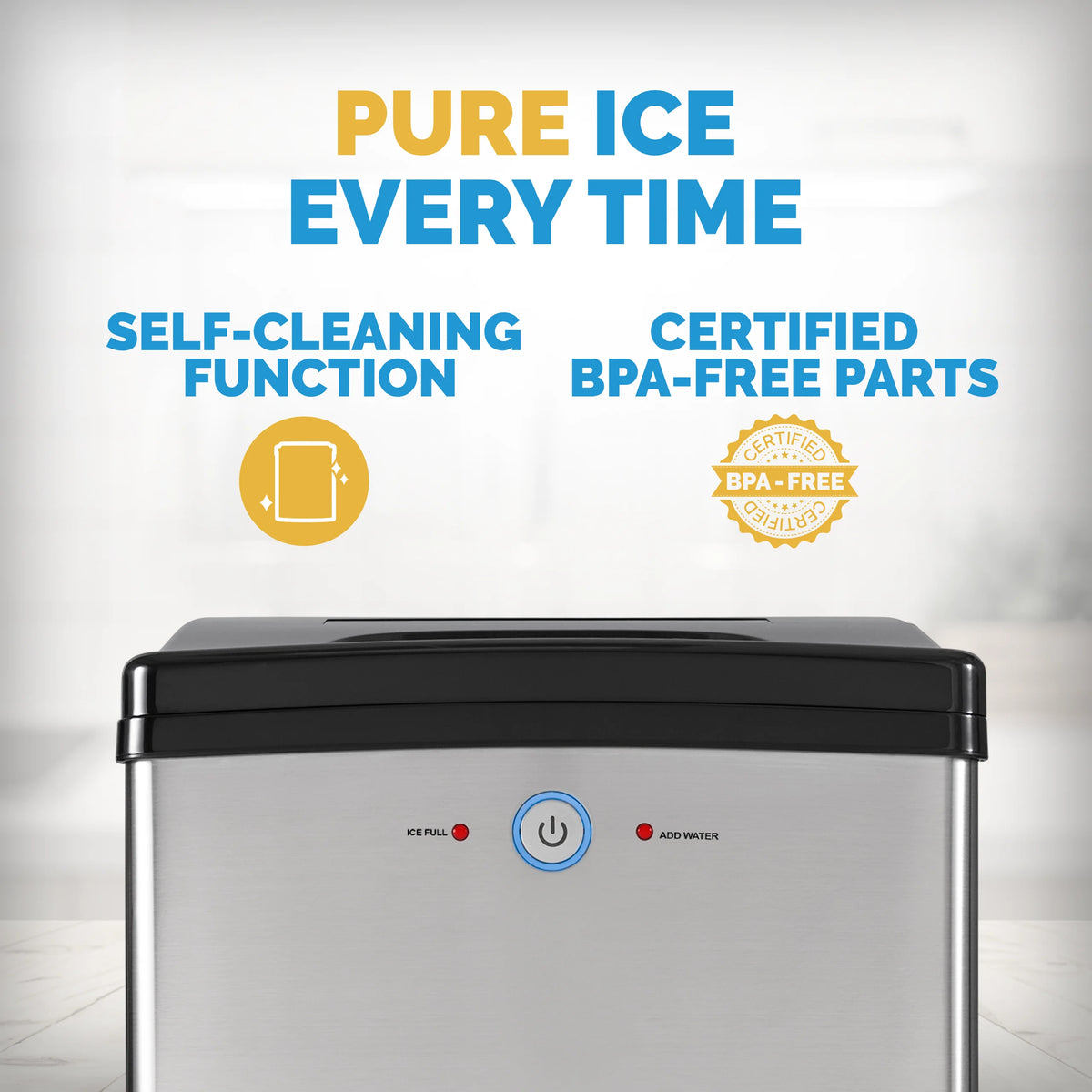 Newair 45lb. Nugget Countertop Ice Maker, Self-Cleaning, Silver