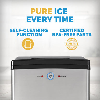 Newair 45lb. Nugget Countertop Ice Maker, Self-Cleaning, Silver