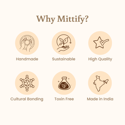 Mittify Handmade Clay Water Filter with Lid & Metal Tap | Earthen Harp Design Water Filter | Eco-Friendly Clay Filter (676oz/20L)