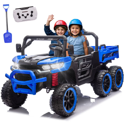 Xuanlur 24V 2 Seater Kids Ride on Car Truck, Ride on UTV W/ 2x200W Motor, 24 Volt Ride on Toys W/ Dump Bed/Shovel, Electric Car for Kids W/ Durable Tires, LED Light, Music, Remote Control, Black