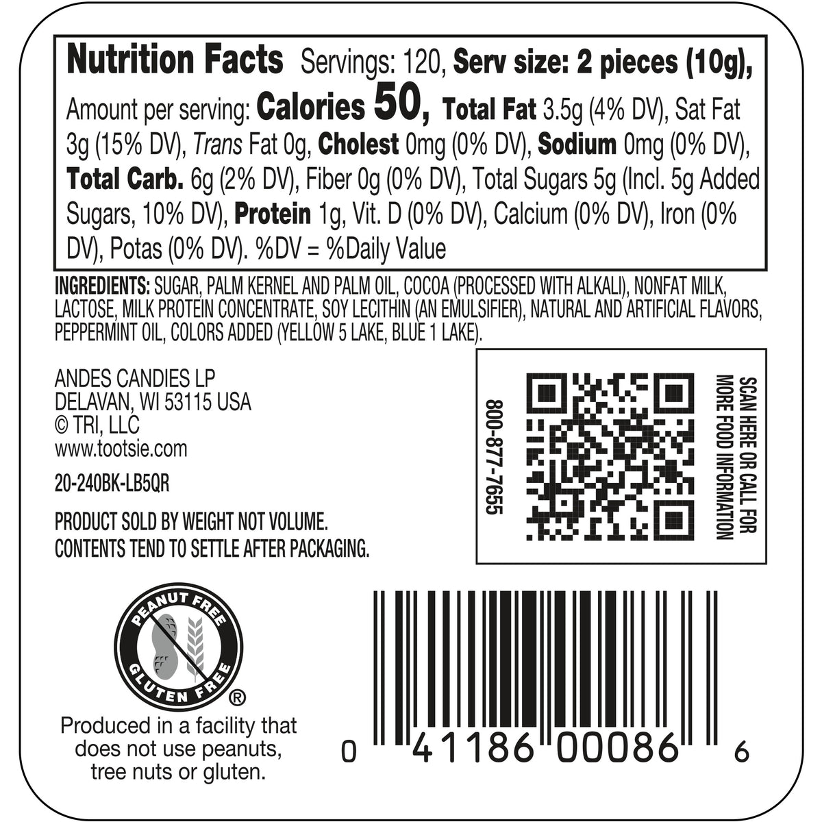 Andes Mints, Creme de Menthe, 240-count