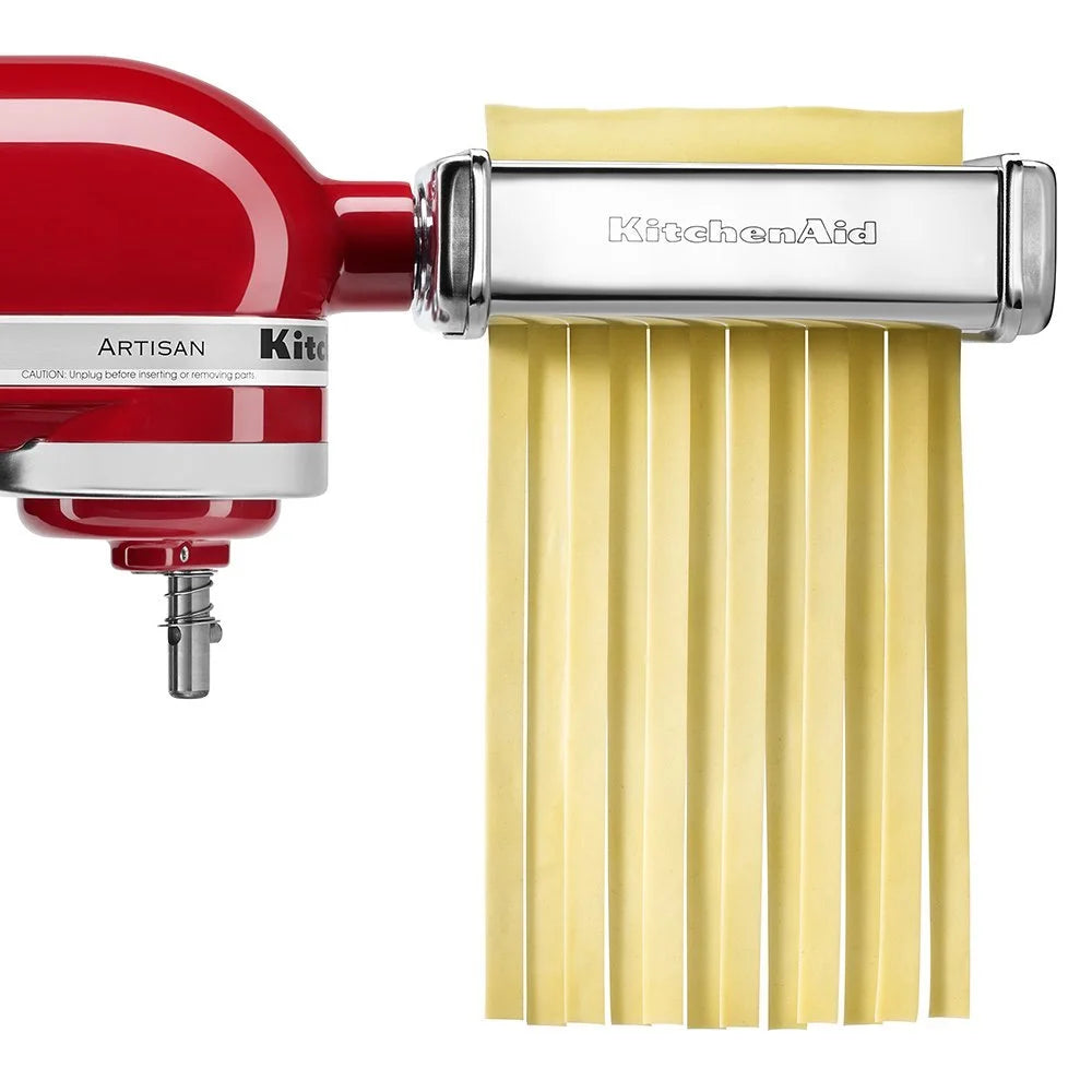 Kitchenaid KPRA Pasta Roller and cutter for Spaghetti and Fettuccine Stand Mixer Attachments, Metal Silver, 112 oz, 3 Pack