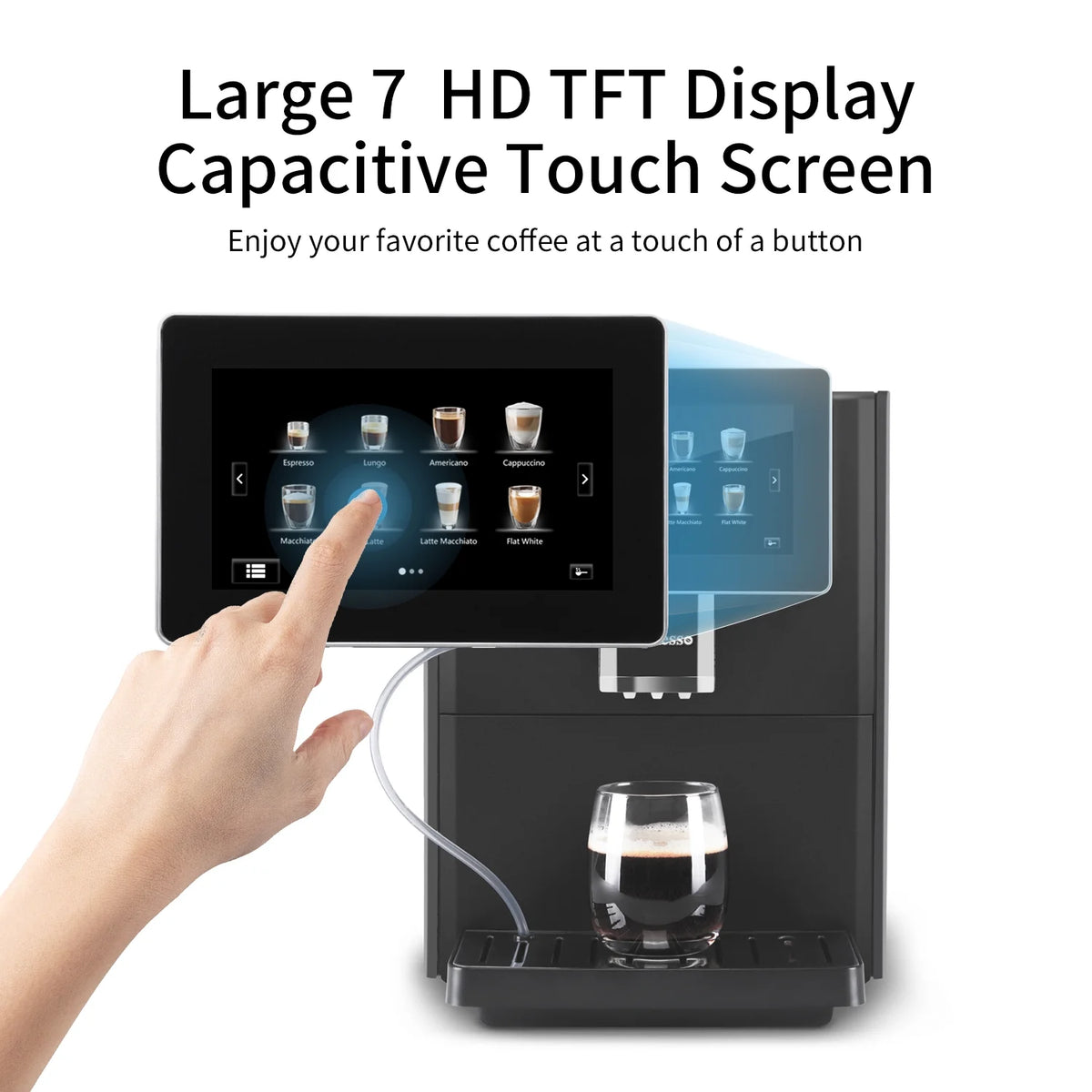 Hipresso CM-1001 Programmable Super-automatic Espresso Coffee Machine with Large 7 inches HD TFT Display