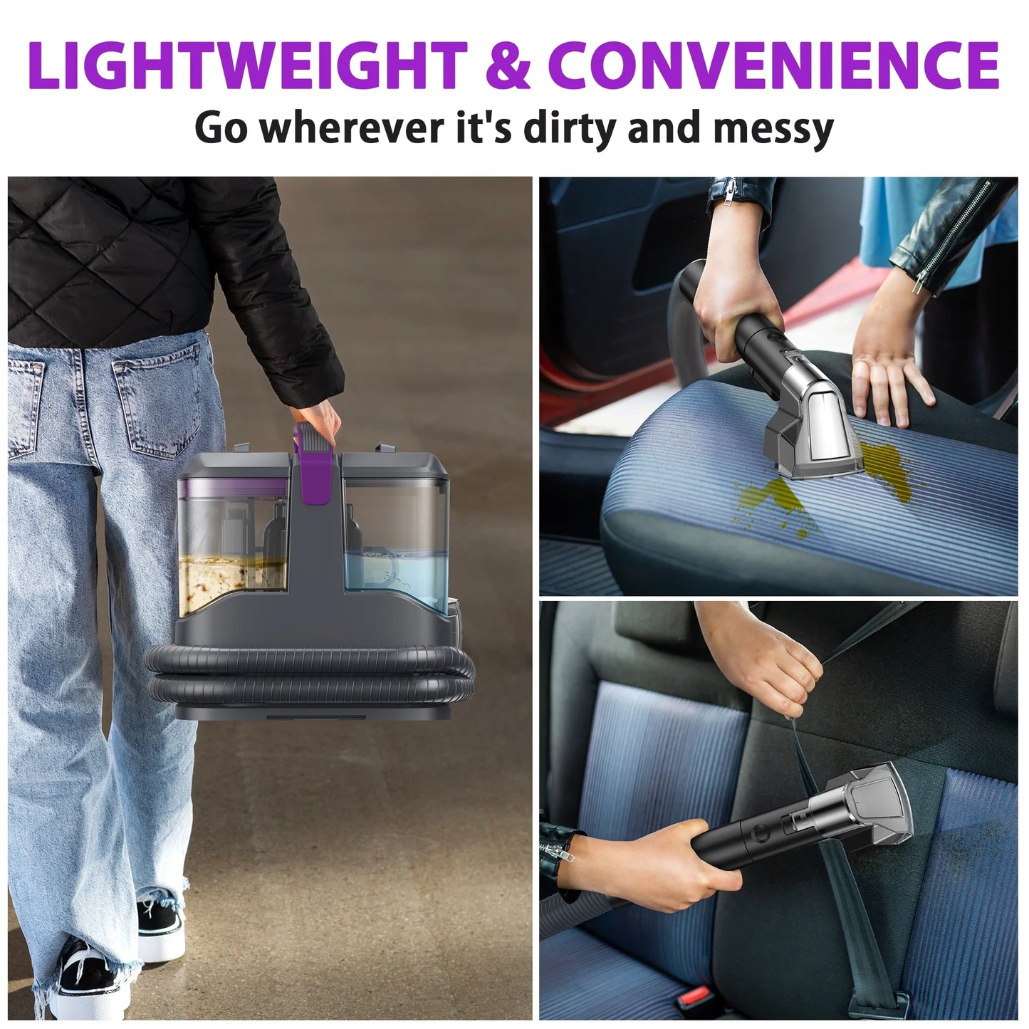 INSE Portable Carpet and Upholstery Vacuum Cleaner, Includes 8.5oz Stain Lifter