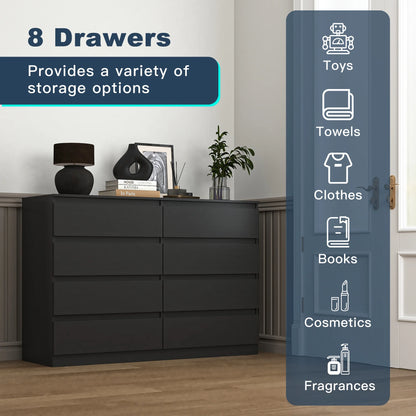 Resenkos Modern Mid Century 6 Drawer Wide Dressers Chests for Bedroom, Chest of Drawer Organizer Grey