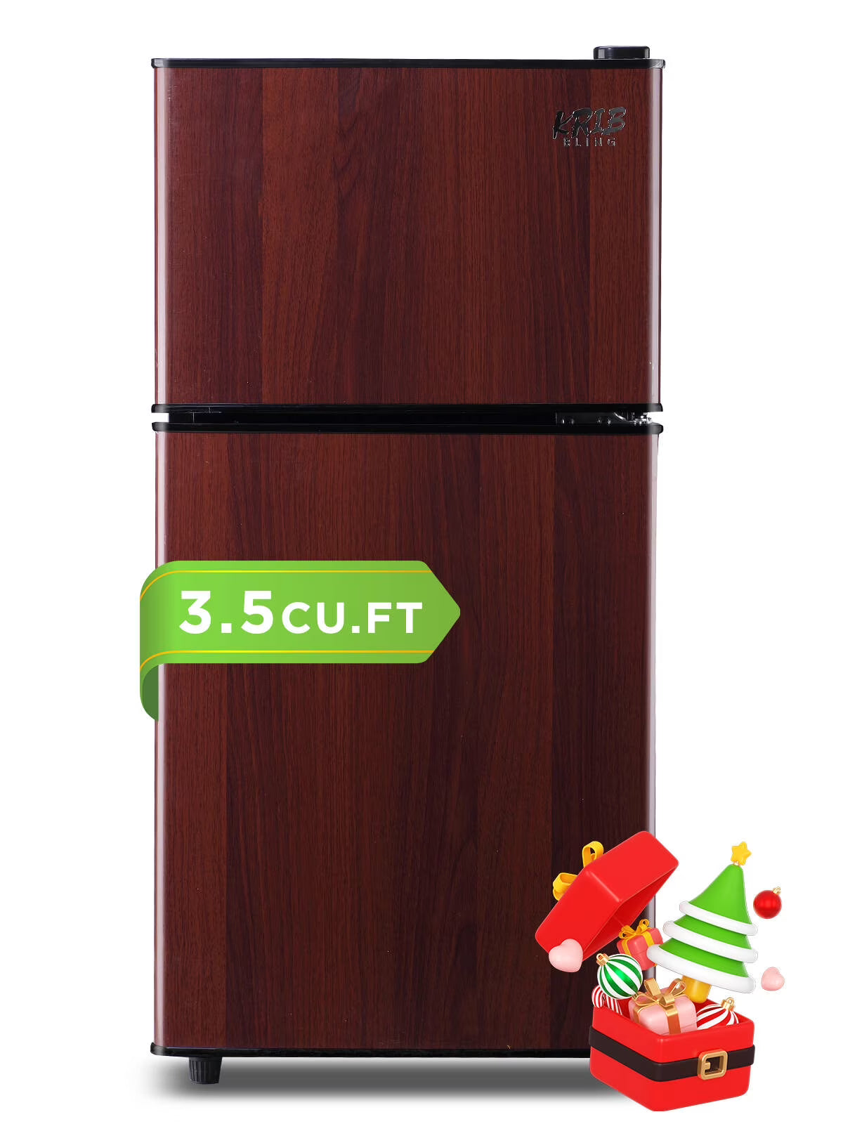 Krib B Compact Refrigerator 3.5 Cu.ft, Mini Fridge with Freezer, Modern Fridge with Dual Door, 7 Grade Temperature Adjustment, Silver